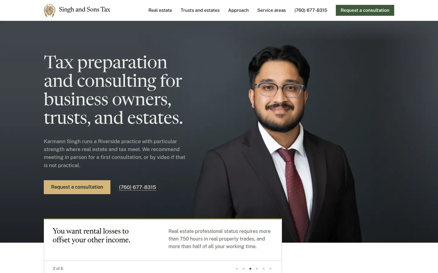 Singh and Sons Tax homepage after the redesign, built by LinkTech Solutions